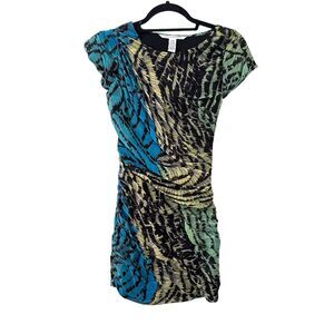 DIANE VON FURSTENBERG Erosa Silk Patterned‎ Mini Dress Sz0